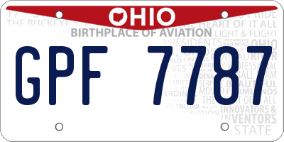 OH license plate GPF7787