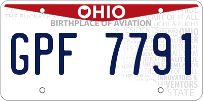 OH license plate GPF7791