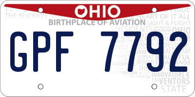 OH license plate GPF7792