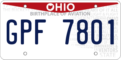 OH license plate GPF7801