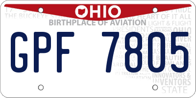OH license plate GPF7805
