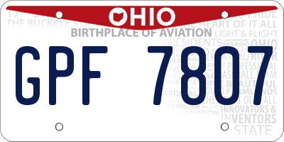 OH license plate GPF7807