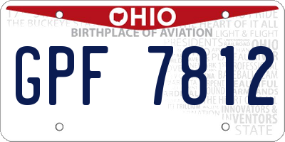 OH license plate GPF7812
