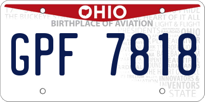 OH license plate GPF7818