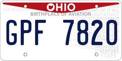 OH license plate GPF7820