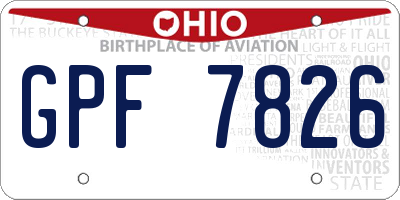 OH license plate GPF7826