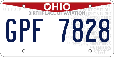 OH license plate GPF7828