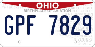 OH license plate GPF7829