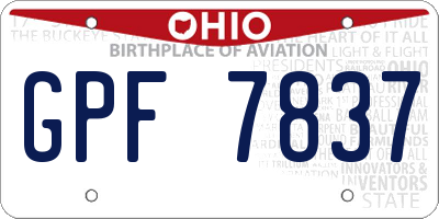 OH license plate GPF7837