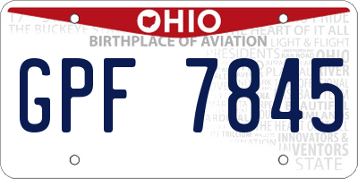 OH license plate GPF7845