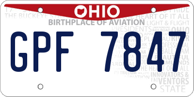 OH license plate GPF7847