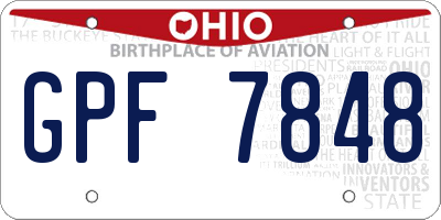 OH license plate GPF7848