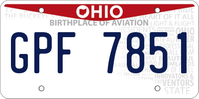 OH license plate GPF7851