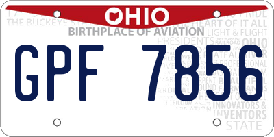 OH license plate GPF7856