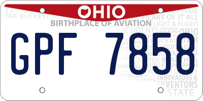 OH license plate GPF7858