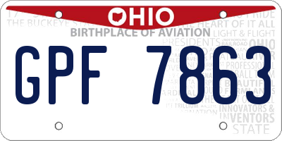 OH license plate GPF7863