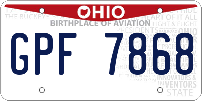 OH license plate GPF7868