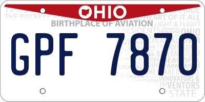 OH license plate GPF7870