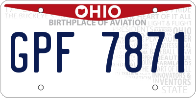 OH license plate GPF7871