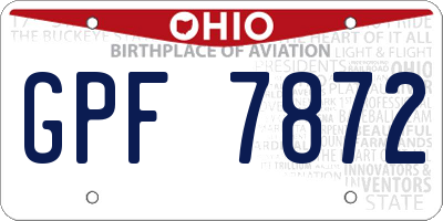 OH license plate GPF7872