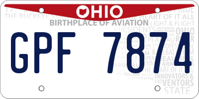 OH license plate GPF7874