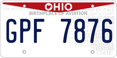 OH license plate GPF7876