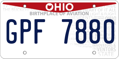 OH license plate GPF7880
