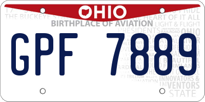 OH license plate GPF7889