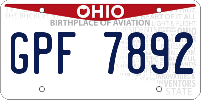 OH license plate GPF7892