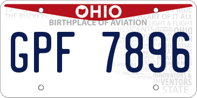 OH license plate GPF7896