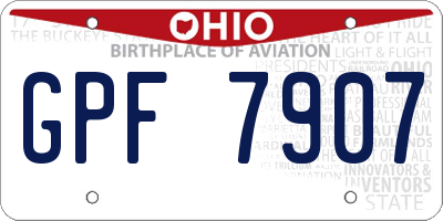 OH license plate GPF7907