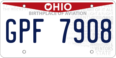 OH license plate GPF7908