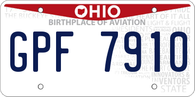 OH license plate GPF7910