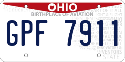 OH license plate GPF7911