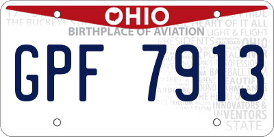 OH license plate GPF7913