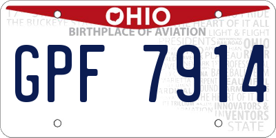 OH license plate GPF7914