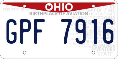 OH license plate GPF7916