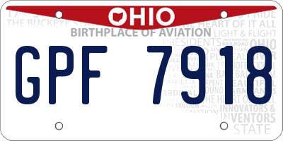 OH license plate GPF7918