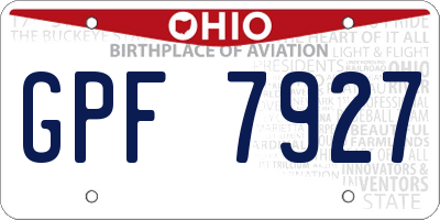 OH license plate GPF7927