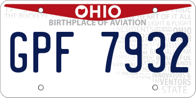 OH license plate GPF7932