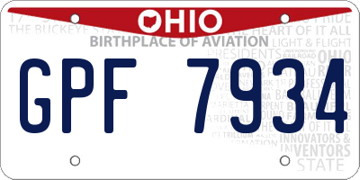 OH license plate GPF7934
