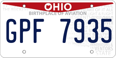 OH license plate GPF7935