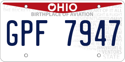 OH license plate GPF7947