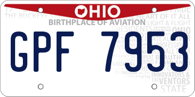 OH license plate GPF7953