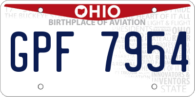 OH license plate GPF7954
