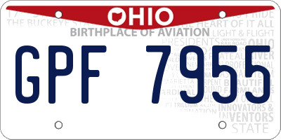 OH license plate GPF7955