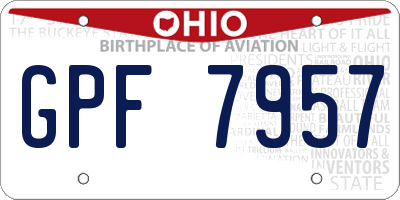 OH license plate GPF7957