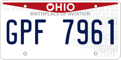 OH license plate GPF7961