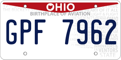 OH license plate GPF7962