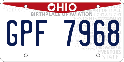 OH license plate GPF7968